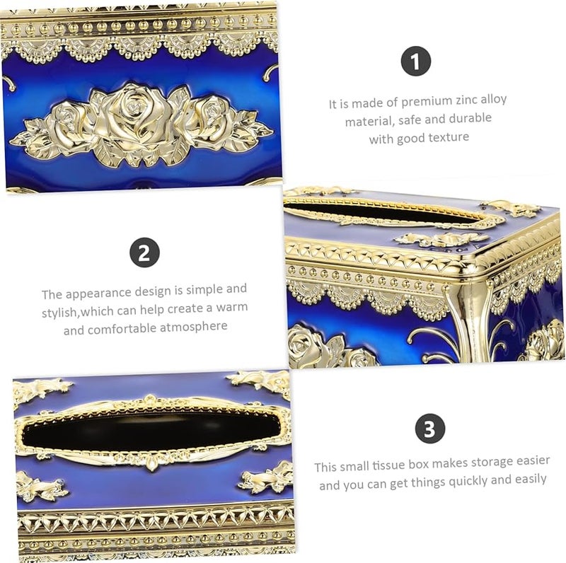 Premium Zinc Alloy Tissue Box Holder Elegant Retro Napkin Dispenser For Living Room Desktop - Image 3